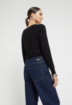 Ottod’Ame Black Viscose Knit Jumper with Boat Neck
