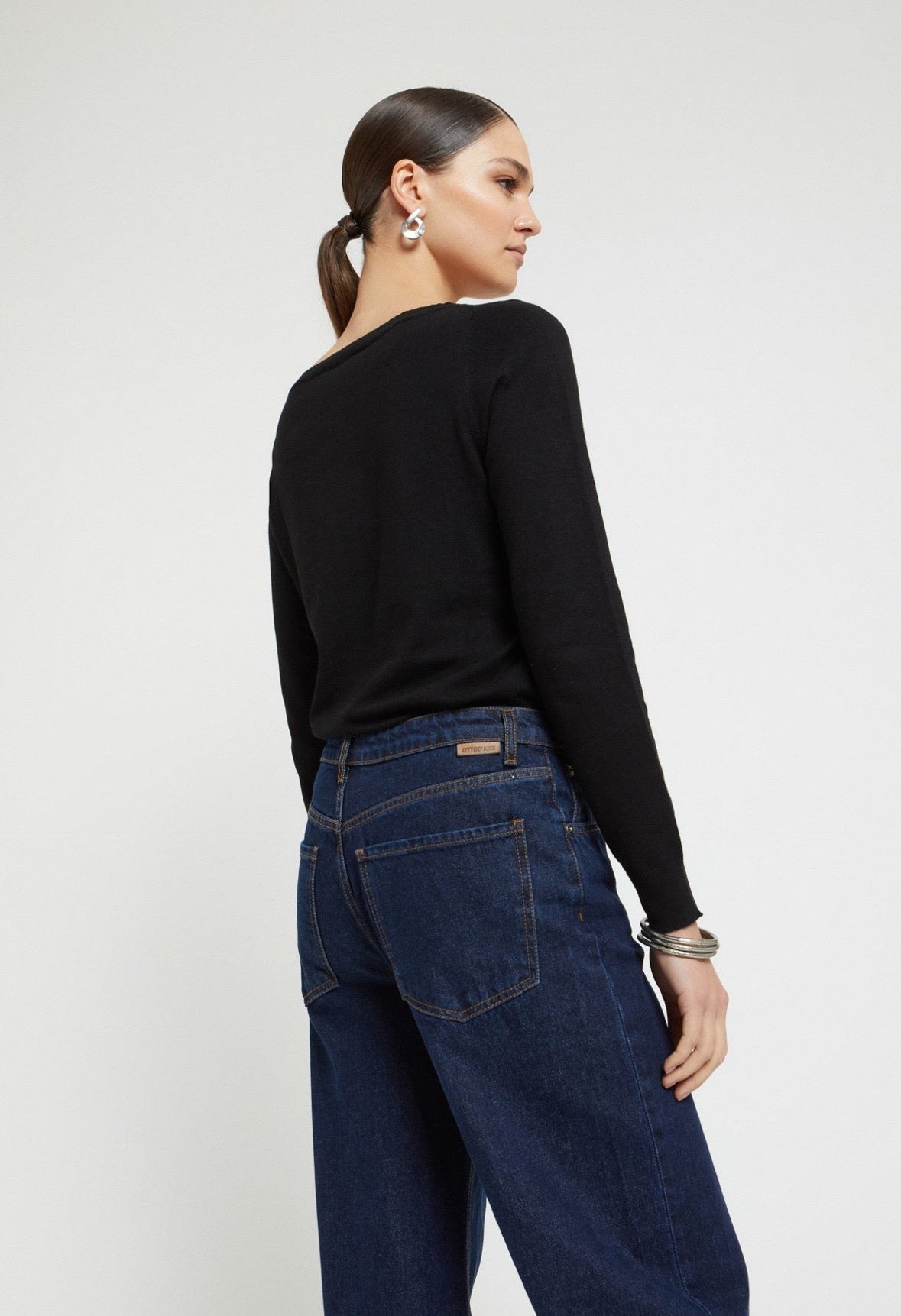 Ottod’Ame Black Viscose Knit Jumper with Boat Neck