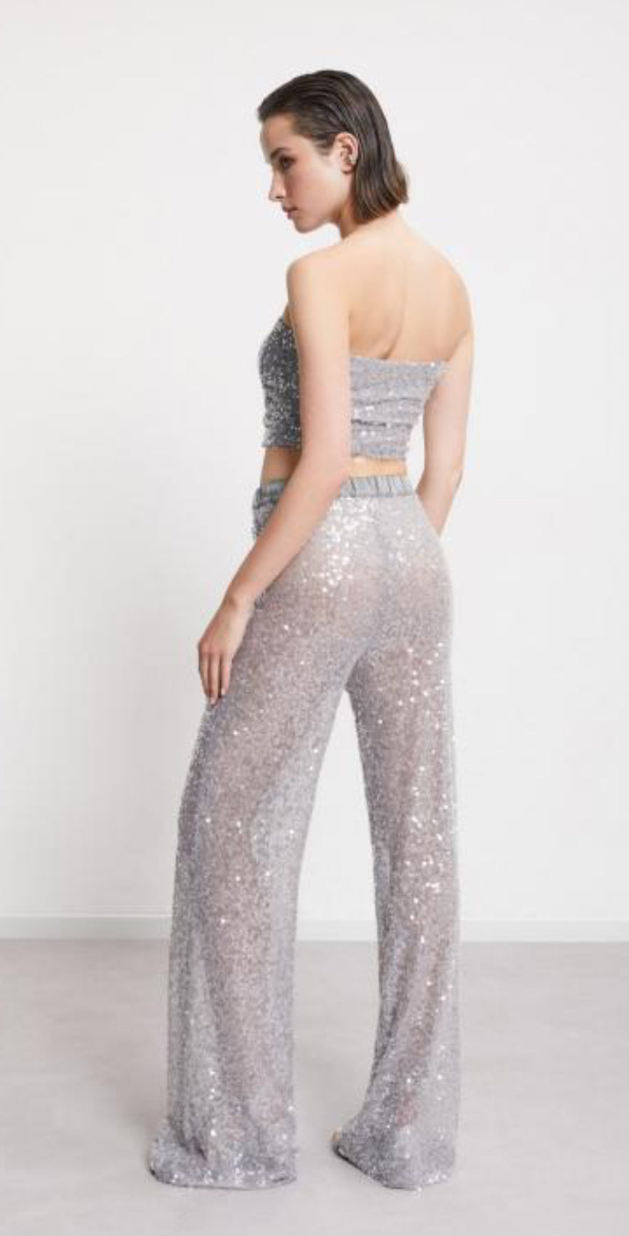 Ottod’Ame Silver Sequin Palazzos