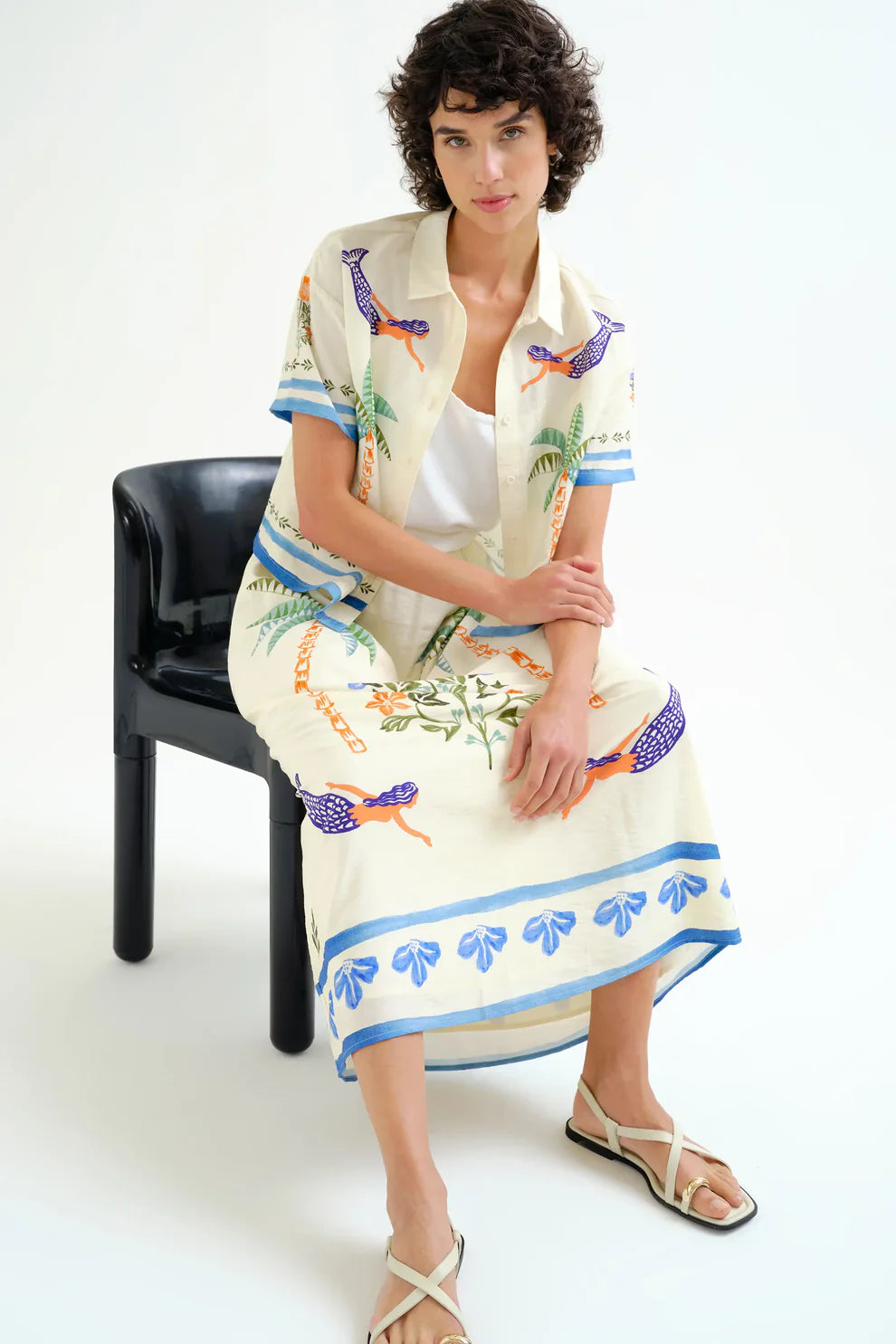 Compañía Cream Palm & Mermaid Box Shirt