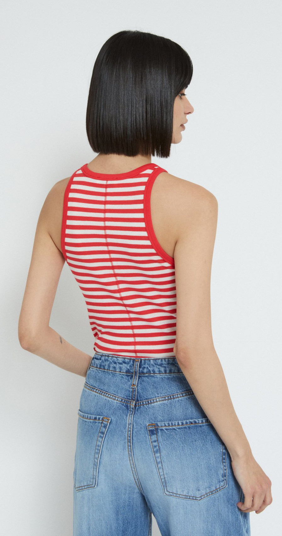 Ottod’Ame Red & White Striped Tank Top