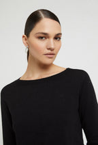 Ottod’Ame Black Viscose Knit Jumper with Boat Neck