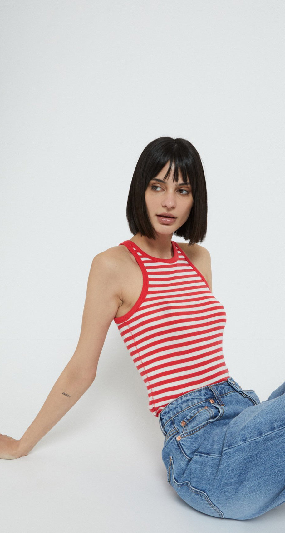 Ottod’Ame Red & White Striped Tank Top