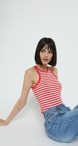 Ottod’Ame Red & White Striped Tank Top