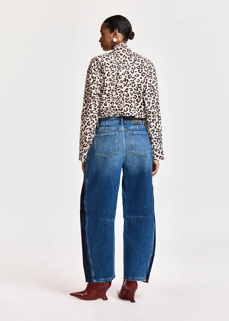 Essentiel Antwerp Cream Leopard Print Pussybow Blouse