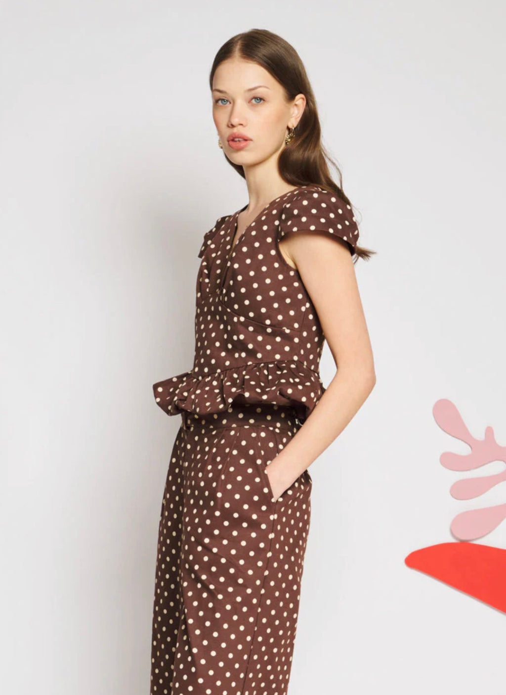Sister Jane Brown Polka Dot Canvas Bodice Top