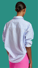 Essentiel Antwerp White and Blue Rhinestone Embellished Shirt