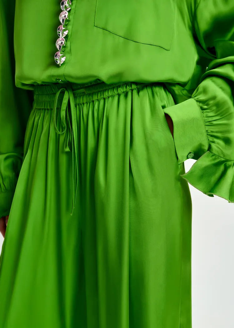 Essentiel Antwerp Green Fluid Palazzo Pants