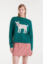 Compañia Fantástica Green Knit Jumper with Dog Print