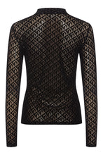 Load image into Gallery viewer, RDF Black Crew Neck Velvet Embossed Top
