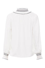 Load image into Gallery viewer, RDF White Dessa Blouse with Embroidered Trim Frill
