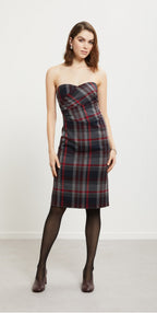 Ottod’Ame Black Red Tartan Strapless Dress