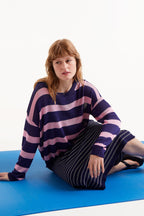 Compañia Fantastica Navy & Pink striped knit jumper