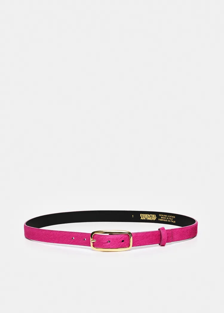Essentiel Antwerp Magenta Leather Belt with Gold Hardware