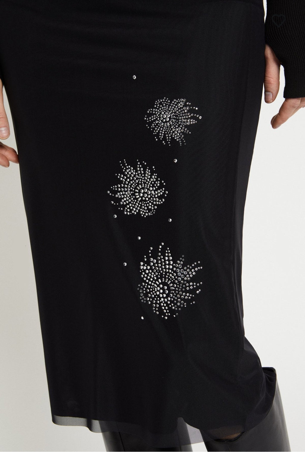 Ottod’Ame Black Tulle Skirt with Rhinestone Embellishment