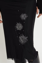 Ottod’Ame Black Tulle Skirt with Rhinestone Embellishment