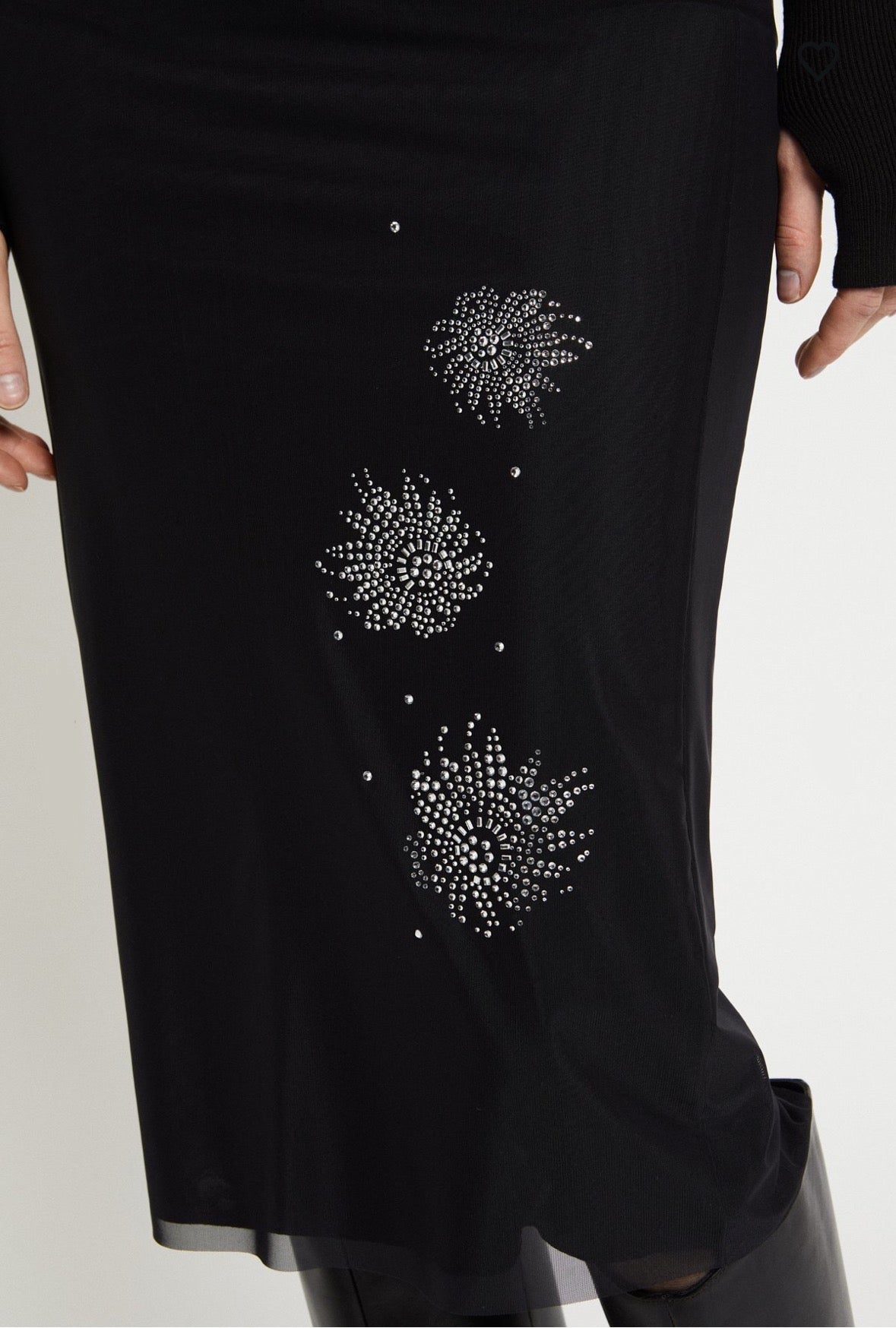 Ottod’Ame Black Tulle Skirt with Rhinestone Embellishment