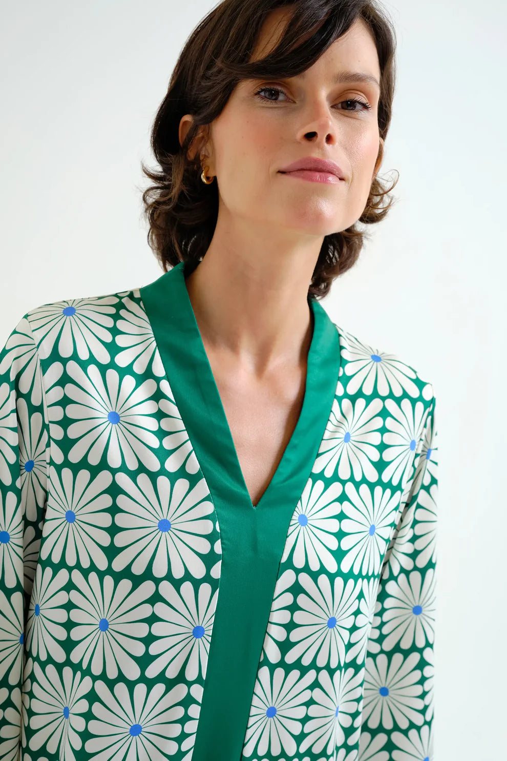 Compañía Green Graphic Print Kaftan Dress