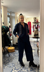 Ottod’Ame Navy Long Sleeve Collared Top