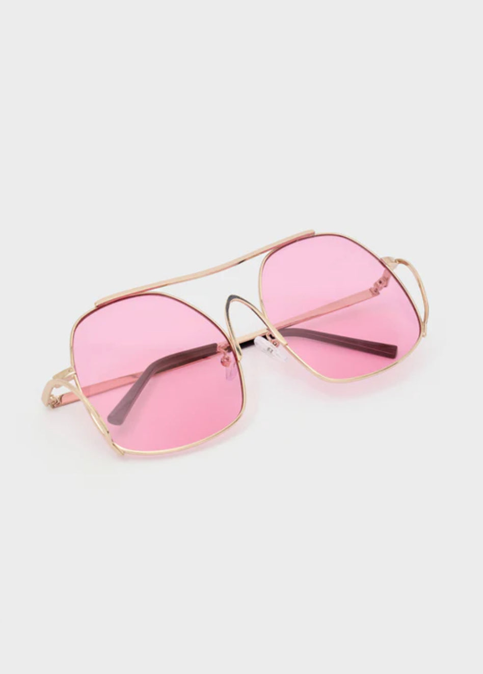 NALI MINA Oversized Aviator Sunglasses with Pink Lenses