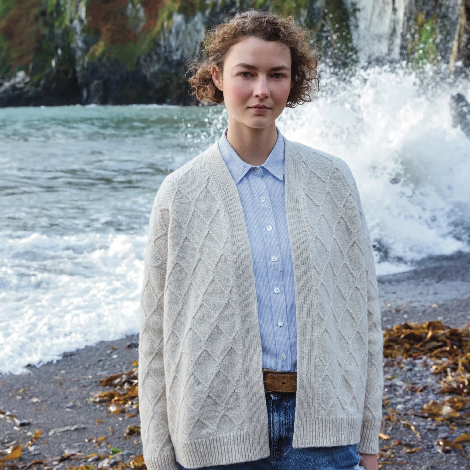 Fisherman Out of Ireland Oatmeal Cashmere Wool Cardigan