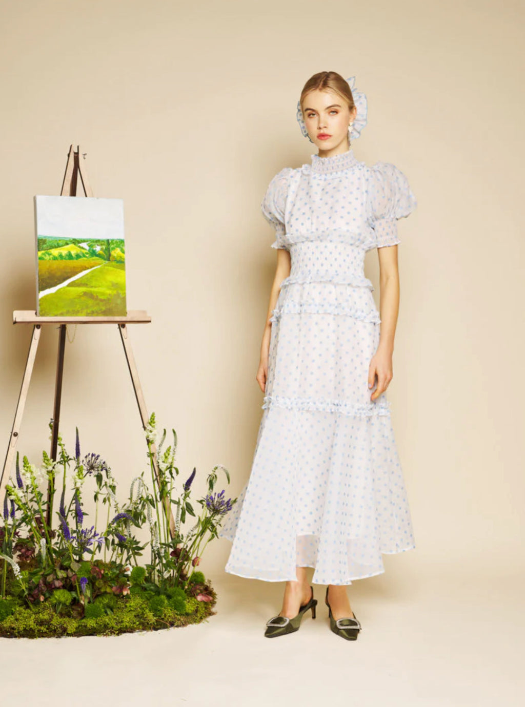 Sister Jane Baby Blue Polka Dot Organza Dress