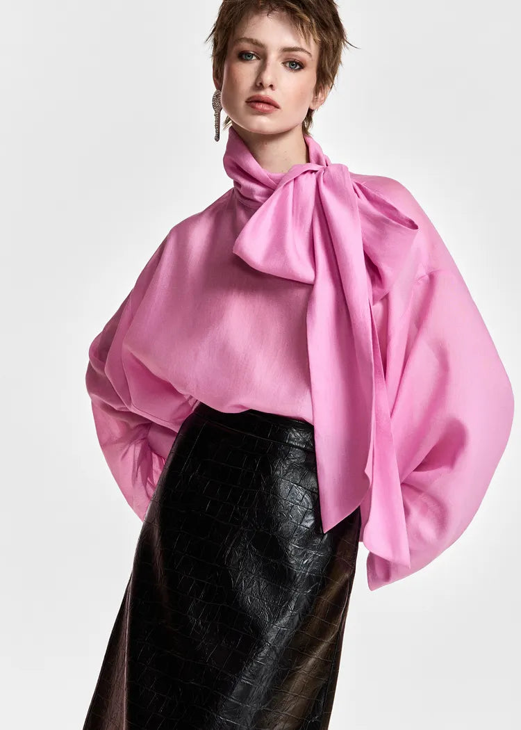 Essentiel Antwerp Pink Organza Pussybow Blouse