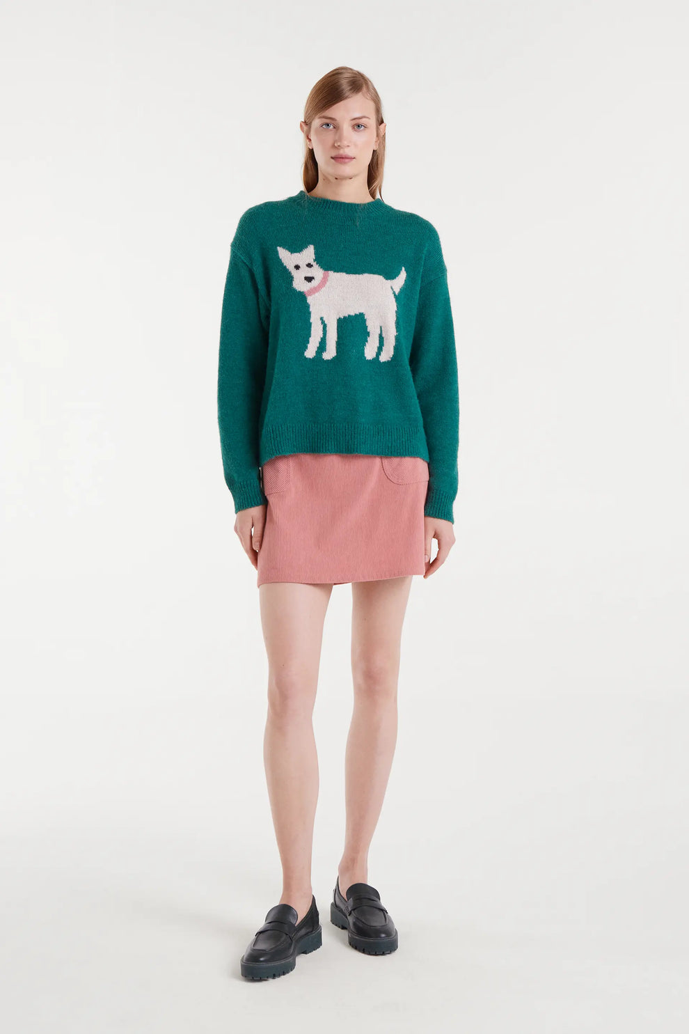 Compañia Fantástica Green Knit Jumper with Dog Print