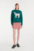Compañia Fantástica Green Knit Jumper with Dog Print