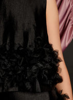 Sister Jane Black Organza Top with Embellished Hemline