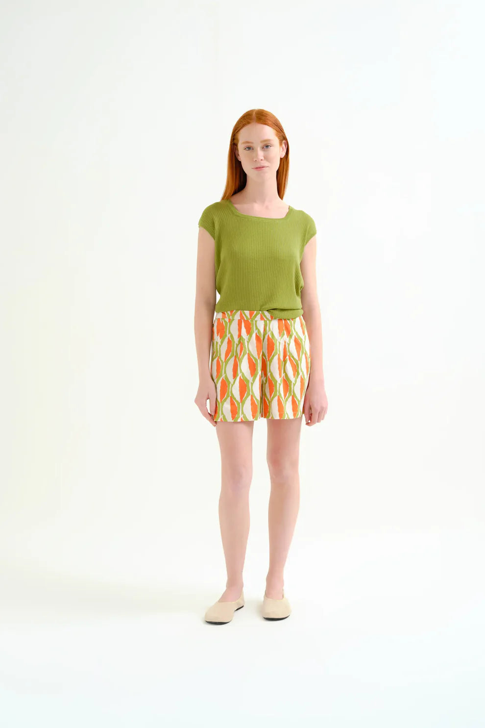 Compañía Green Fine Knit Ribbed Top