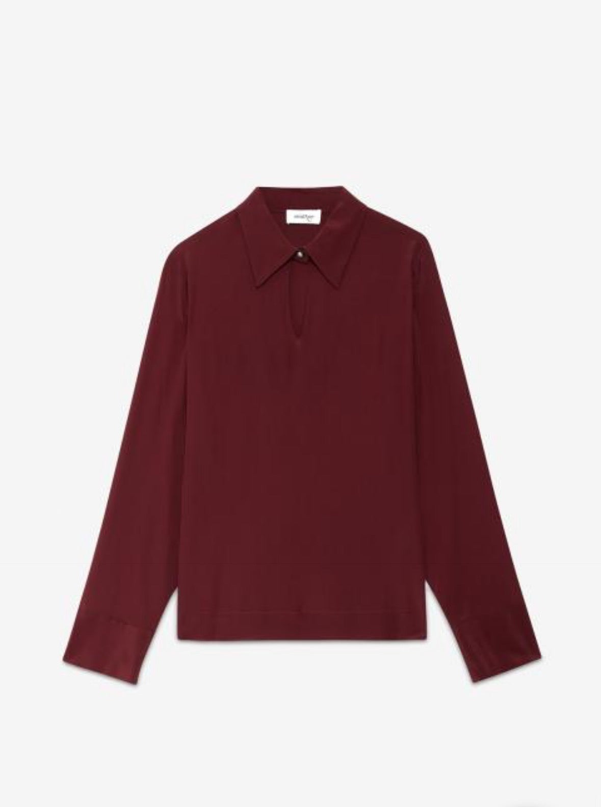 Ottod’Ame Burgundy Silk Viscose Blouse with Collar & Keyhole Neckline
