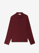Load image into Gallery viewer, Ottod’Ame Burgundy Silk Viscose Blouse with Collar &amp; Keyhole Neckline
