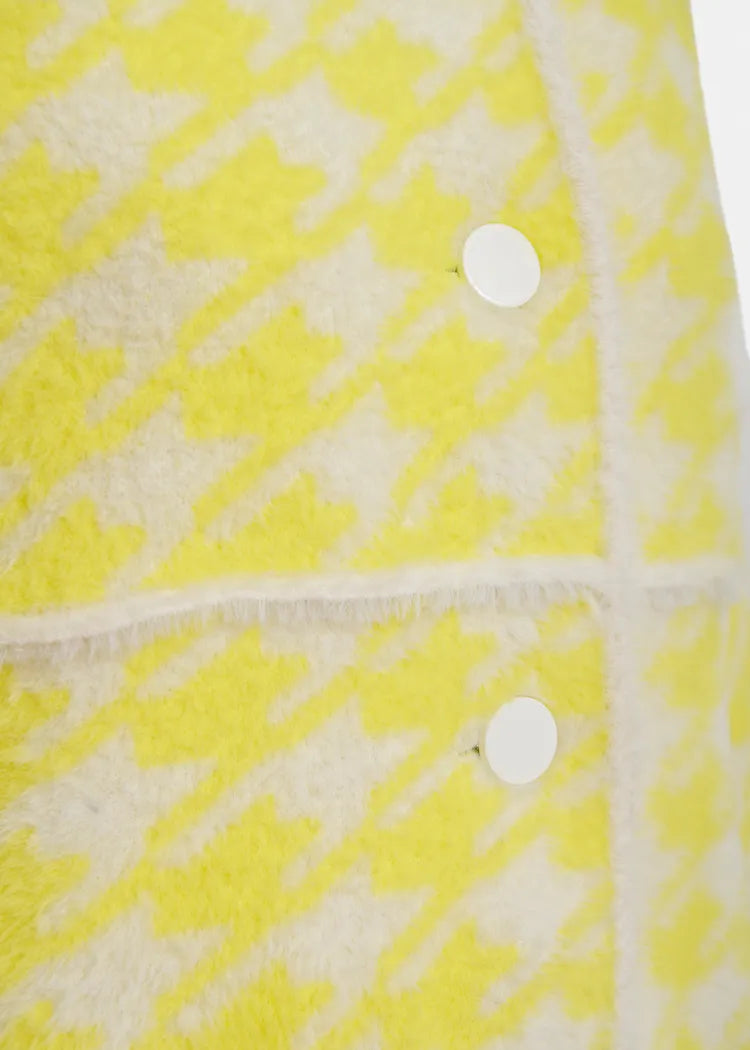Essentiel Antwerp Lemon Houndstooth Fluffy Knit Jacket