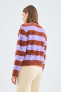 Compania Fantastica Lilac and Brown Textured Knit Jumper