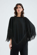 Load image into Gallery viewer, Compania Fantastica Black Fringed Poncho
