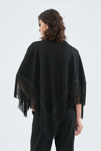 Load image into Gallery viewer, Compania Fantastica Black Fringed Poncho
