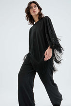 Load image into Gallery viewer, Compania Fantastica Black Fringed Poncho
