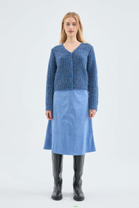 Compania Fantastisca Blue Suede Midi Skirt