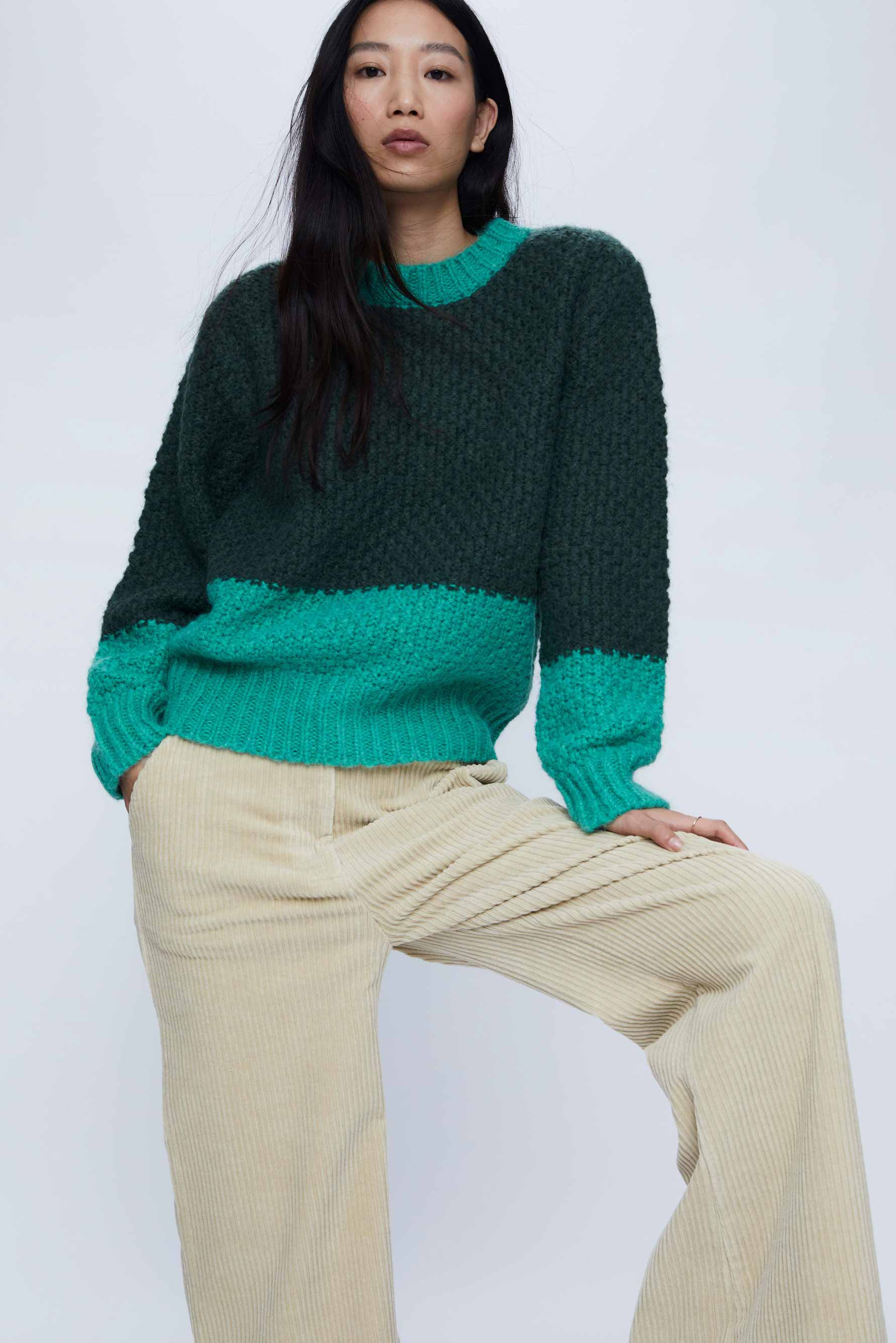Wild Pony Green Chunky Crew Neck Sweater