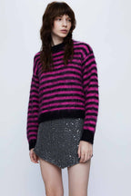 Wild Pony Pink & Black Punk Striped Jumper