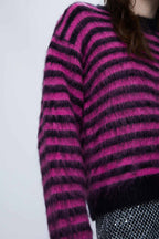 Wild Pony Pink & Black Punk Striped Jumper