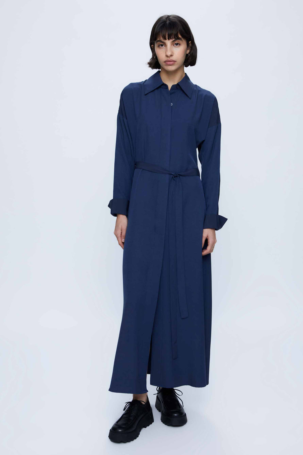 Wild Pony French Navy Reverse Wrap Shirt Dress