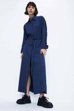 Load image into Gallery viewer, Wild Pony French Navy Reverse Wrap Shirt Dress
