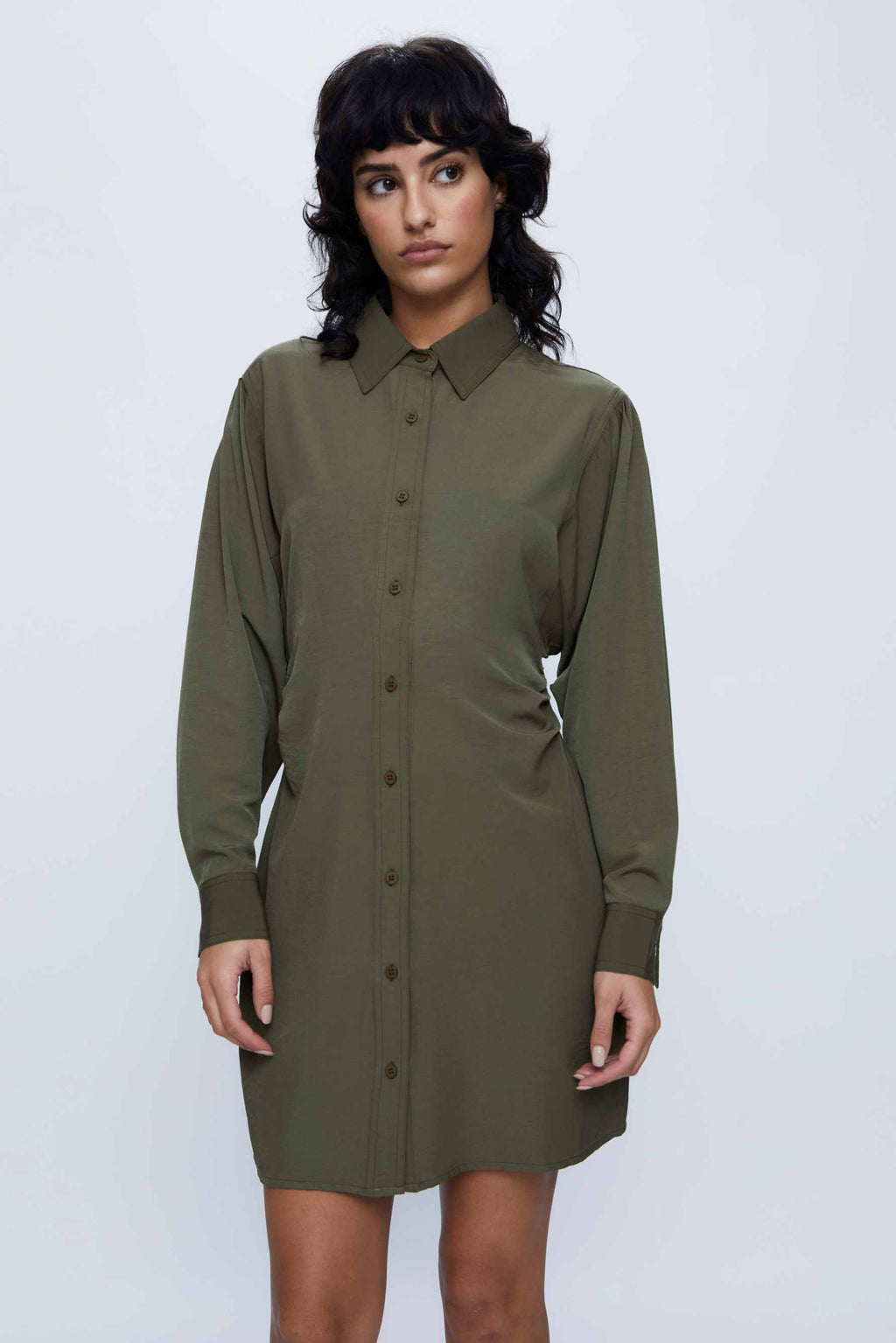 Wild Pony Military Green Mini Shirt Dress