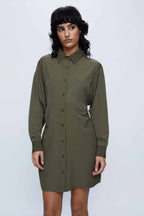 Wild Pony Military Green Mini Shirt Dress