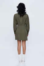 Wild Pony Military Green Mini Shirt Dress