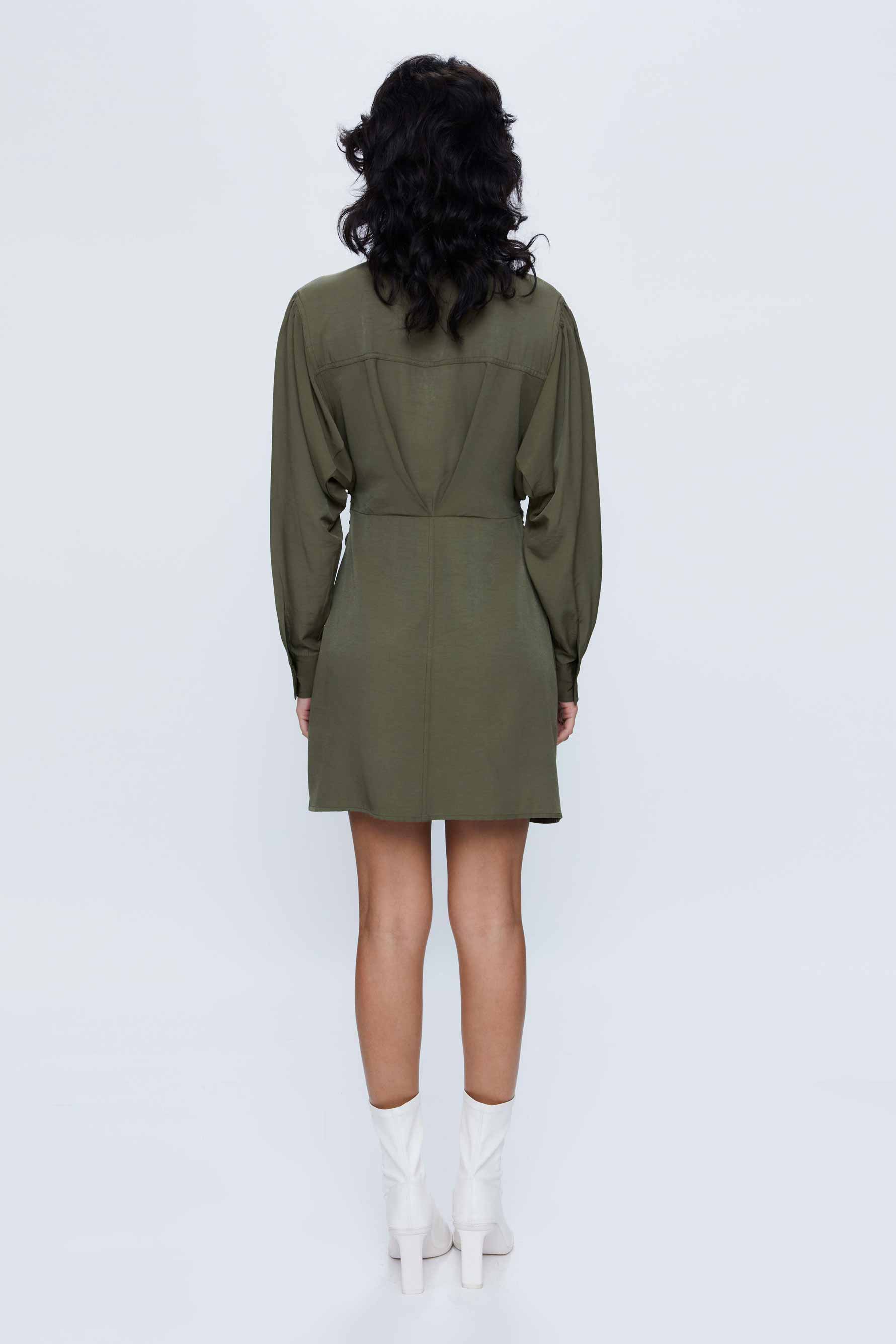 Wild Pony Military Green Mini Shirt Dress