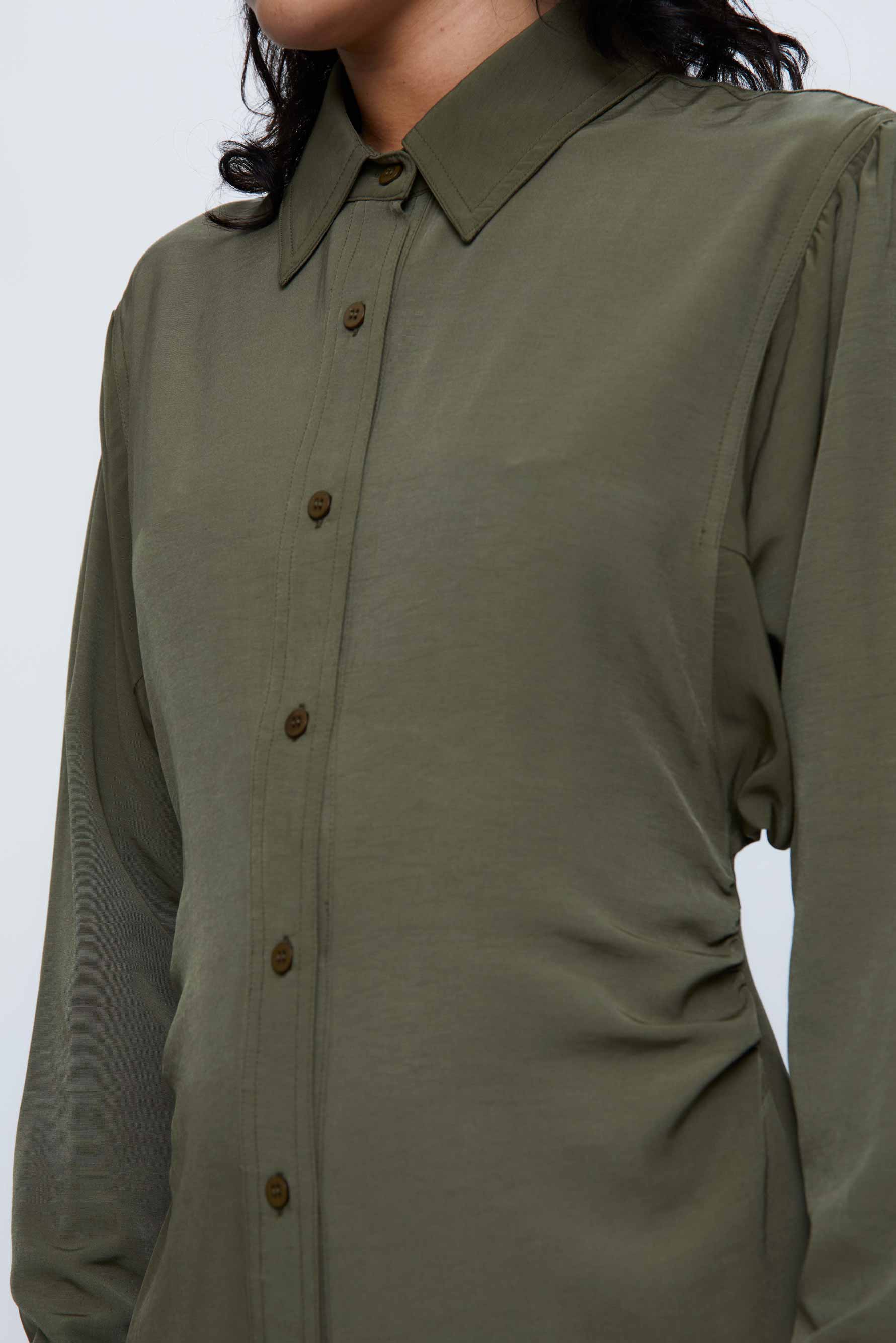 Wild Pony Military Green Mini Shirt Dress