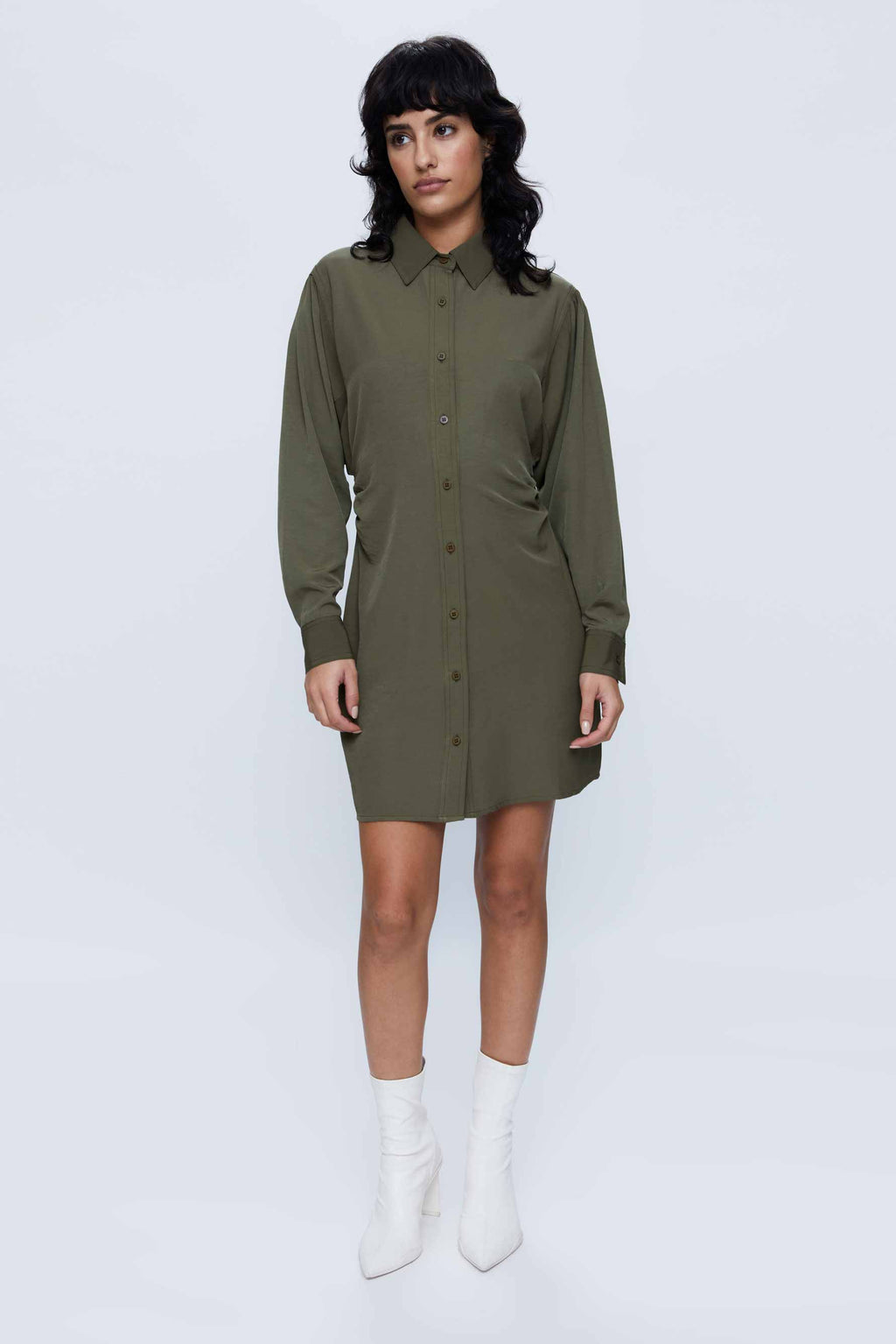 Wild Pony Military Green Mini Shirt Dress